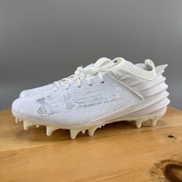 Under Armour Blur Smoke 2.0 MC Suede Mens Size 9 Football Cleats White NEW - Picture 3 of 9